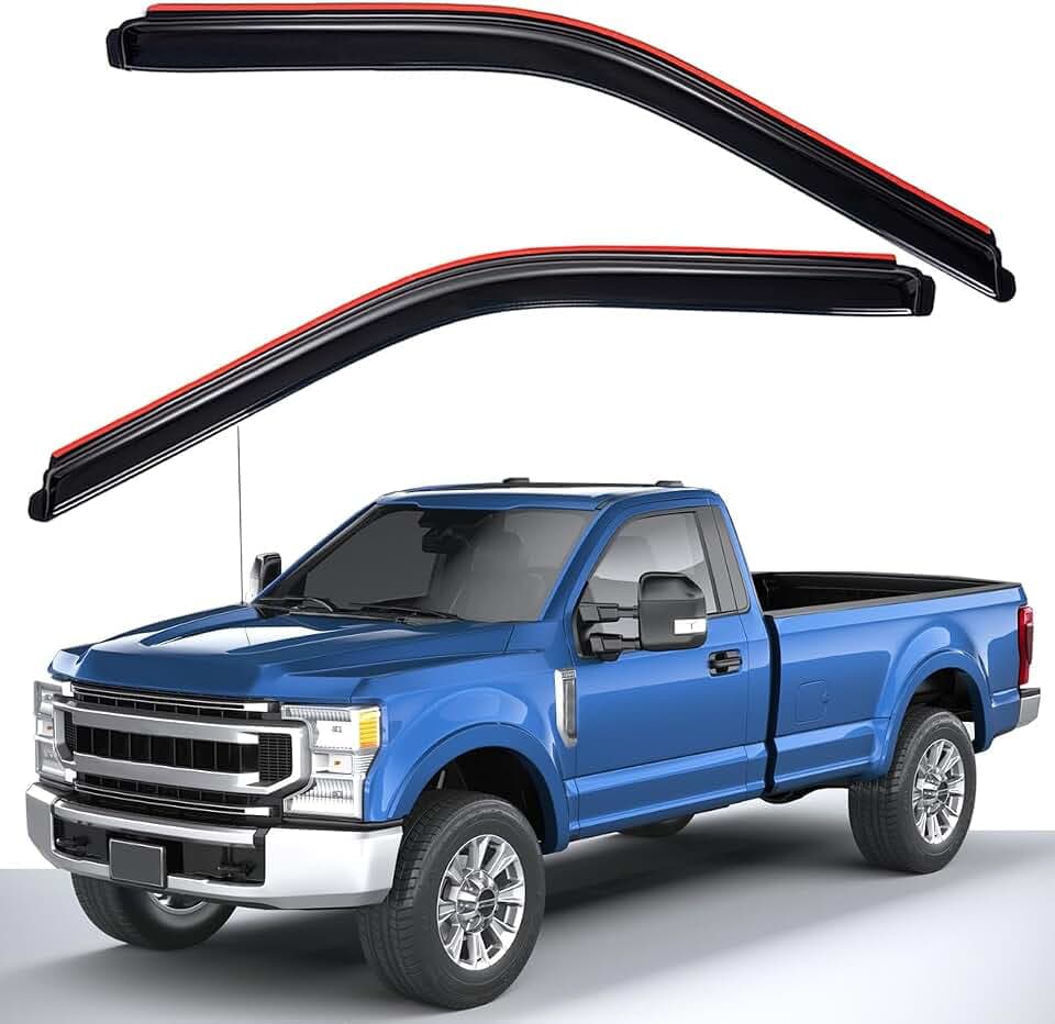 Lightronic Extra Durable Clip-on in-Channel Auto Vent Window Visor, Fits 2017-2026 Ford F-250 / F-350 / F-450 Super Duty, Regular/SuperCab/Crew Cab, UV-Protect Rain Guard Wind Deflector, Smoke, 2-Pcs