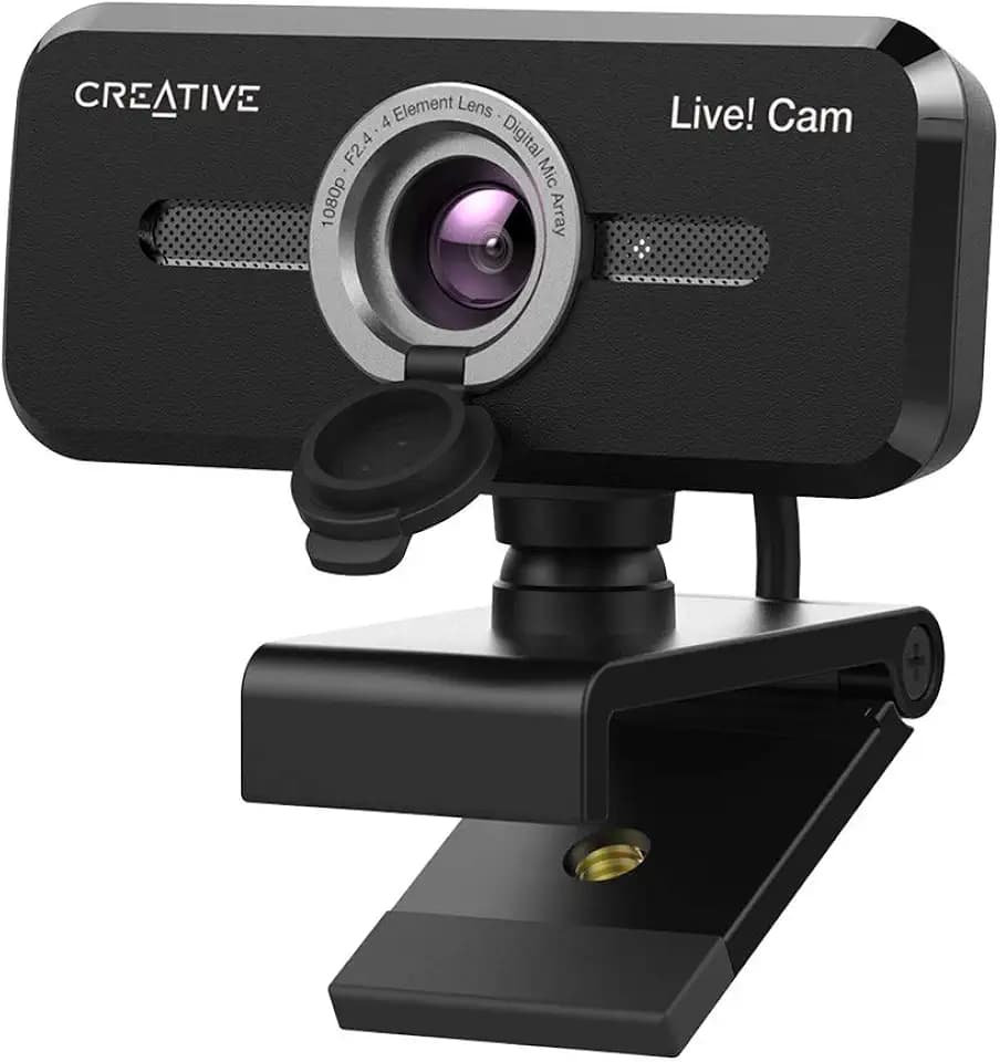 CREATIVE Live! Cam Sync 1080p V2 30fps, Full-HD-Weitwinkel-USB-Webcam mit Mikrofon, Sichtschutzabdeckung für Laptop, PC, Videoanrufe, für Zoom, Skype