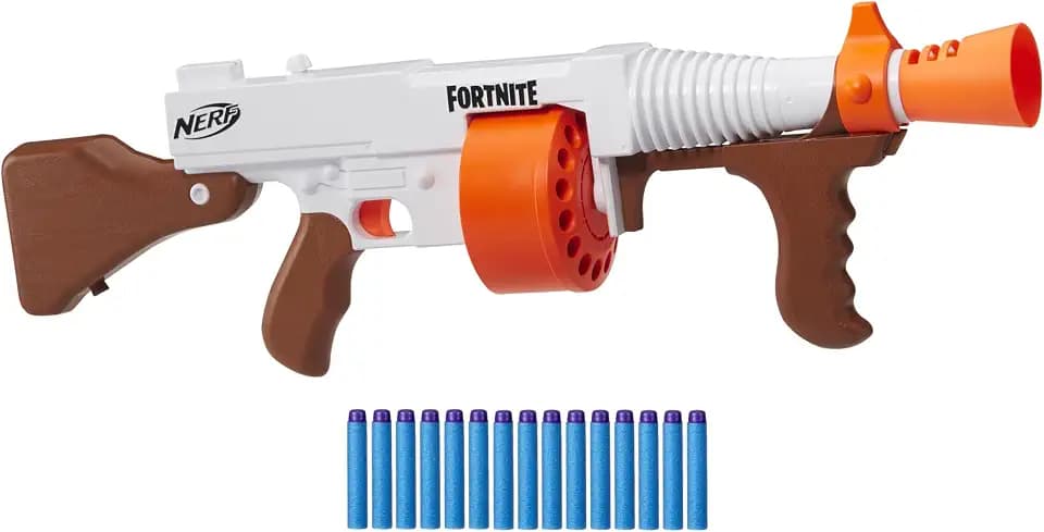 Nerf Fortnite DG Dart Blaster - 15-Dart Rotating Drum, Pump Action, 15 Official Nerf Darts