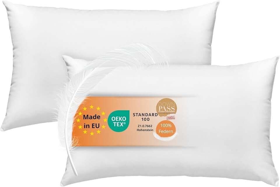 sleepling 2er Set Federkissen 40x60 cm, Kissen mit Kissenfüllung Federn