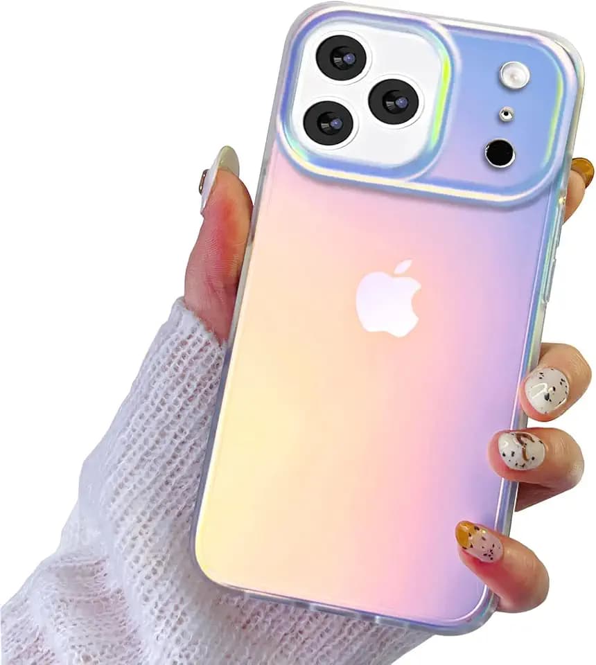 I-MGAE-IN-AR Compact Case for iPhone 17 Pro Clear Frosted Laser Design,Cute Trendy Soft Slim TPU Shockproof Protective Phone Cases Cover for Women Girls Aesthetic Glitter