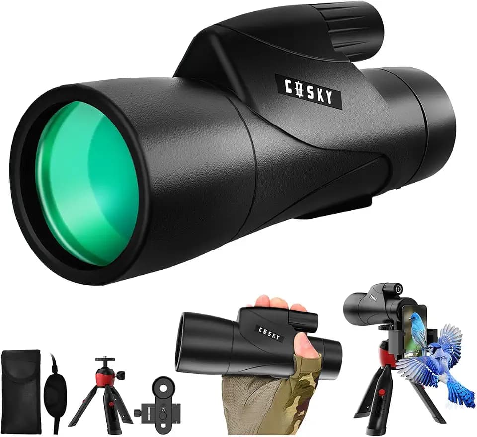 Gosky 15x55 Monocular for Adults High Powered with Phone Adapter and Tripod