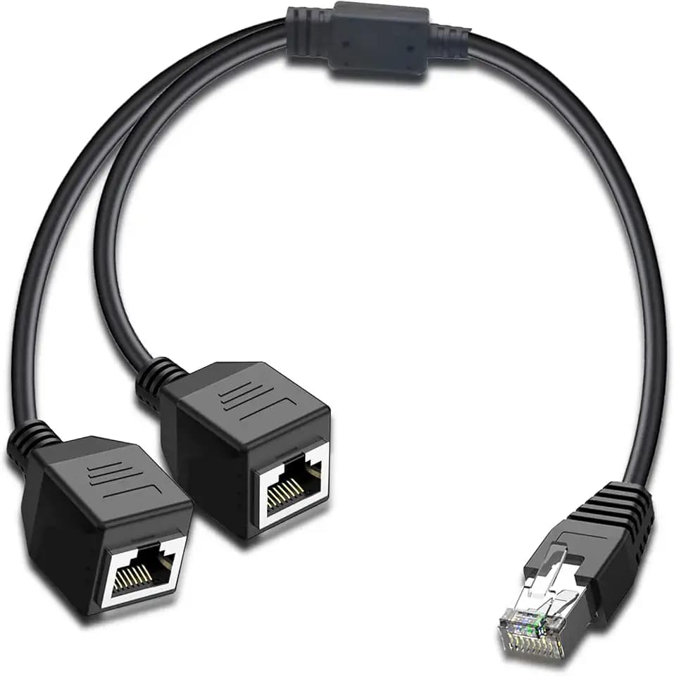 Ethernet Splitter 1 to 2, RJ45 Internet Splitter for Cat5, Cat5e, Cat6, Cat, Ethernet Cable Splitter LAN Socket Connector