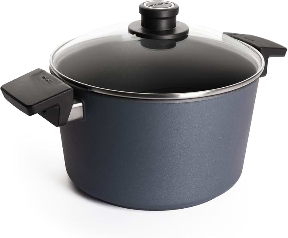 Woll Diamond Lite Induktion Gusstopf aus Aluminium Schmiedeguss, für alle Herdarten, bis zu 250 Grad hitzebeständig, spülmaschinenfest, Durchmesser: 24 cm, Fassungsvermögen: 5,5l, NB-DPI-124-L