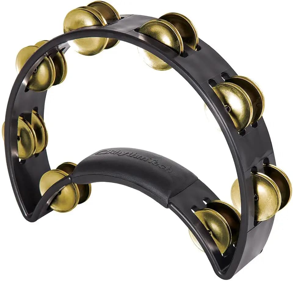 RhythmTech RT1011 Tambourine, Brass Jingles, Black