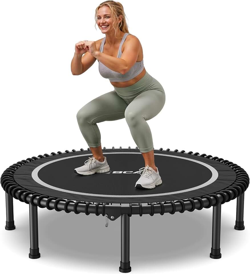 BCAN BT2 40/48" Foldable Rebounder Trampoline for Adults, 450/550 lbs, Bungee Mini Exercise Trampoline, No Handle, Quiet Low-Impact Fitness Trampoline for Indoor Workouts |Fed Fitness