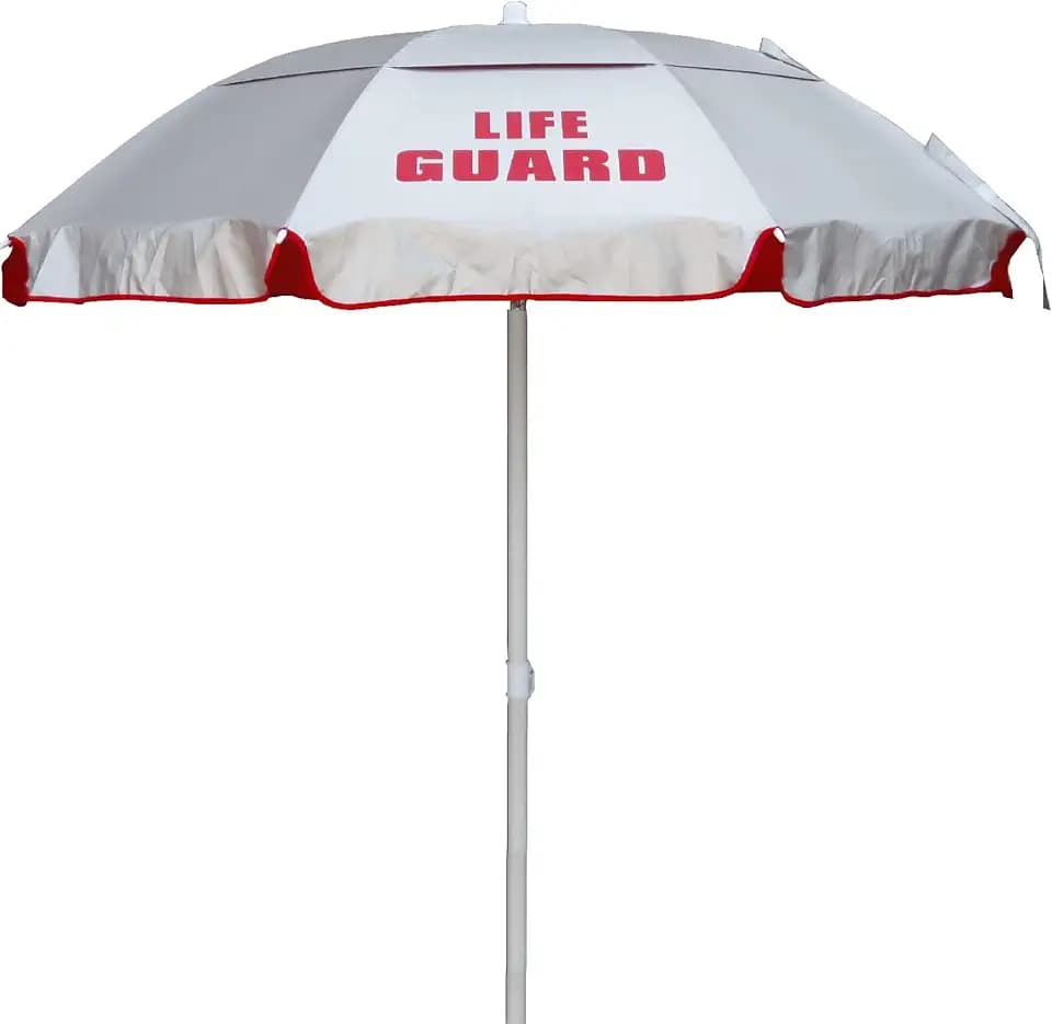 Kemp USA Lifeguard Solar Umbrella 45 Degree Tilt Portable Outdoor Patio Beach Pool Umbrella with Carry Case for Lifeguard Chairs UV Sun Shade Canopy for Professional Use