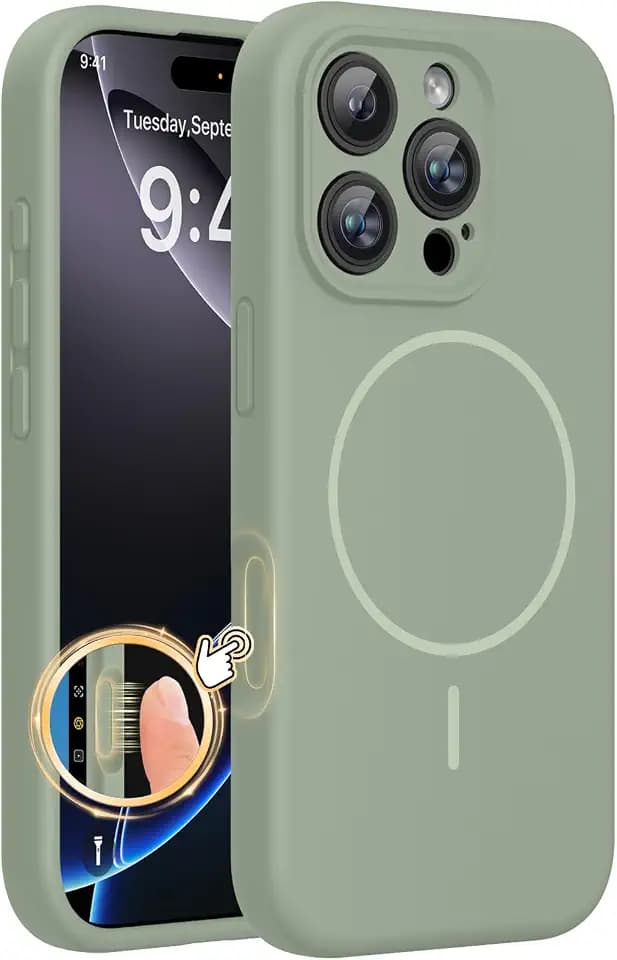 Miracase Magnetic for iPhone 16 Pro Case, Silicone, Patina Green