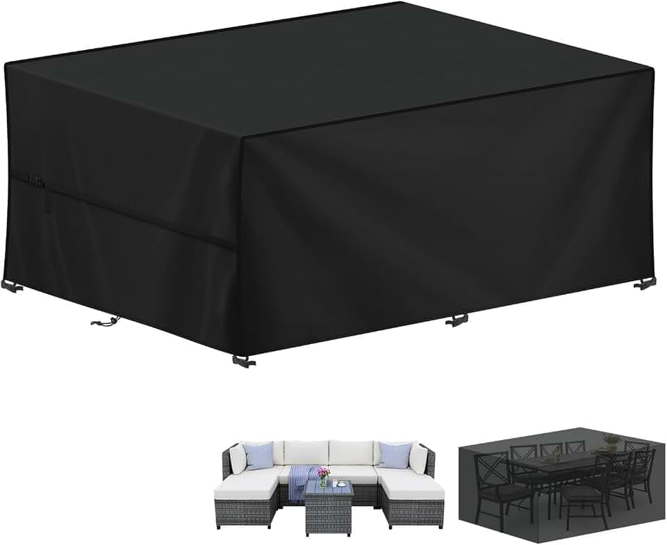LAMUNI Abdeckung Gartenmöbel Schutzhülle für Gartentische, 320x180x90cm Loungemöbel Abdeckung Wasserdichte Gartenmöbel Abdeckplane Winterfest 420D Oxford Abdeckhauben für Tische, Stühle, Sofas