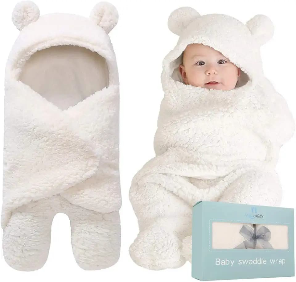 Baby Swaddle Blanket | Ultra-Soft Plush Essential for Infants 0-6 Months | Receiving Swaddling Wrap White | Ideal for Baby Boy Accessories and Newborn Registry | Perfect Baby Girl Shower Gift
