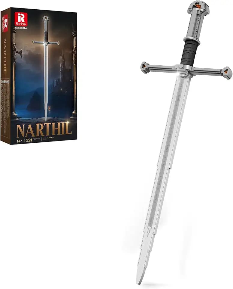 Reobrix Sword Building Sets for Adults, Collectible Sword Building Block for Display Model, Fantasy Narthil Sword Construction Bricks, Home Office Decor, Ideal Gifts for Adults 14+