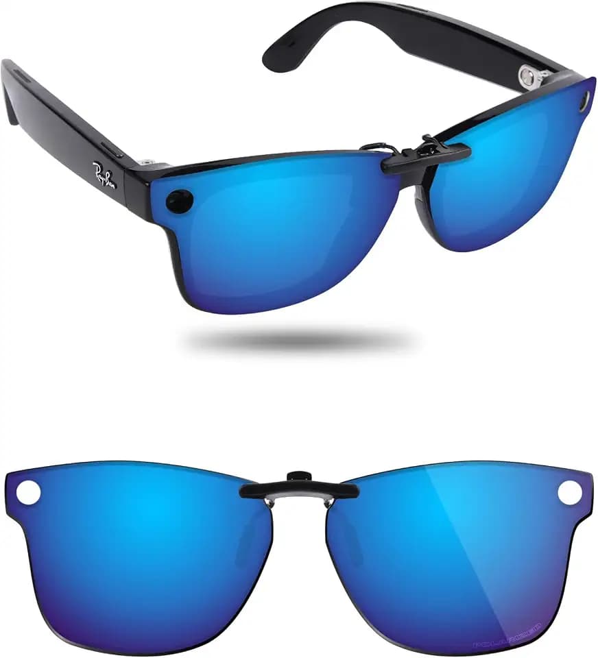 Fiskr Polarized Clip-On Sunglass for Ray-Ban Meta Wayfarer RW4006 & Gen 2 RW4012 (Size 50-22) - UV Protection