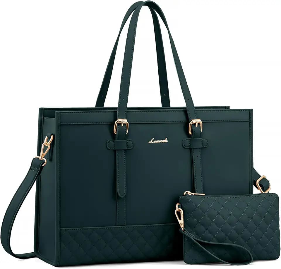 LOVEVOOK Women's 15.6inch Laptop Tote, PU Leather Computer Work Bag, office