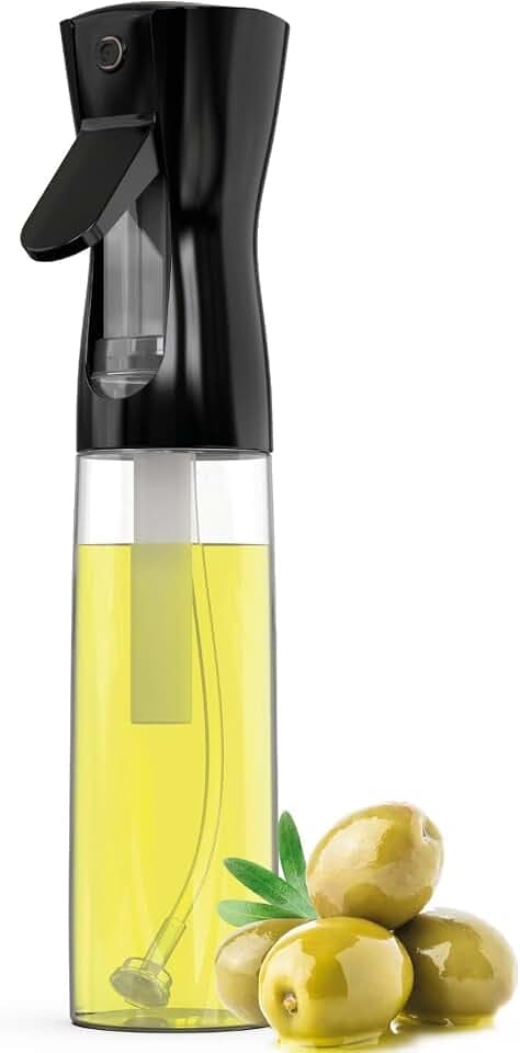 ActivoTex Ölspray für die Küche Öl sprühflasche Olivenöl Spray Salat Öilspender Speiseöl Öl- und Essigsprüher. Kochspray Küchen Gadget Airfryer Zitrone, Schwarz
