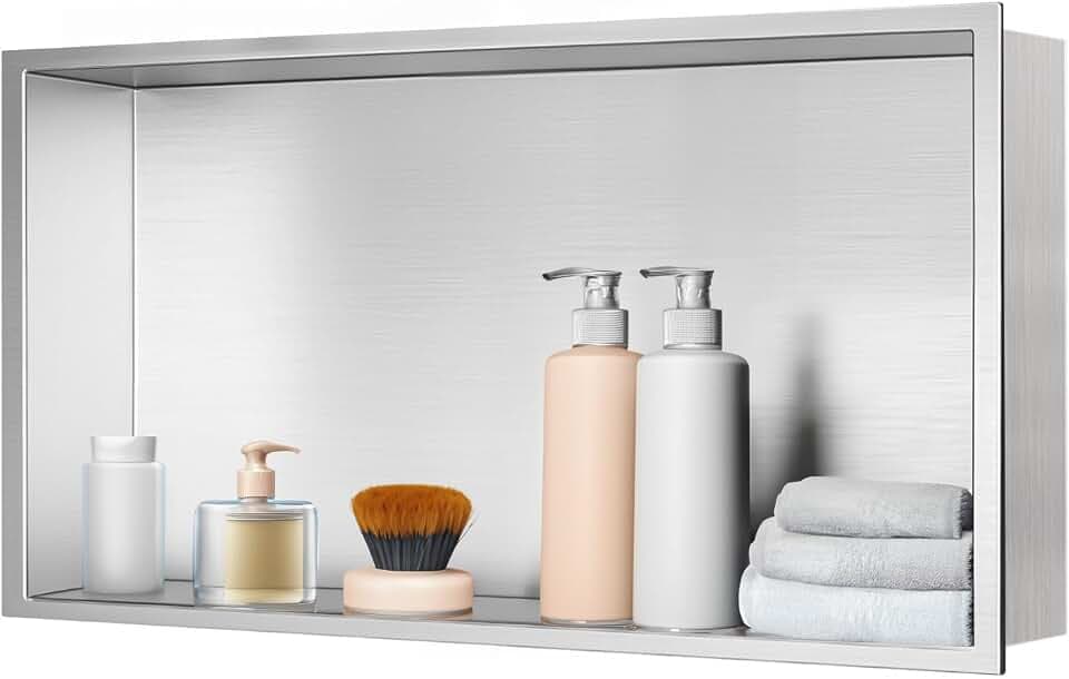 16 x 28 Shower Niche,Sliver Stainless Steel Recessed Shelf Brushed