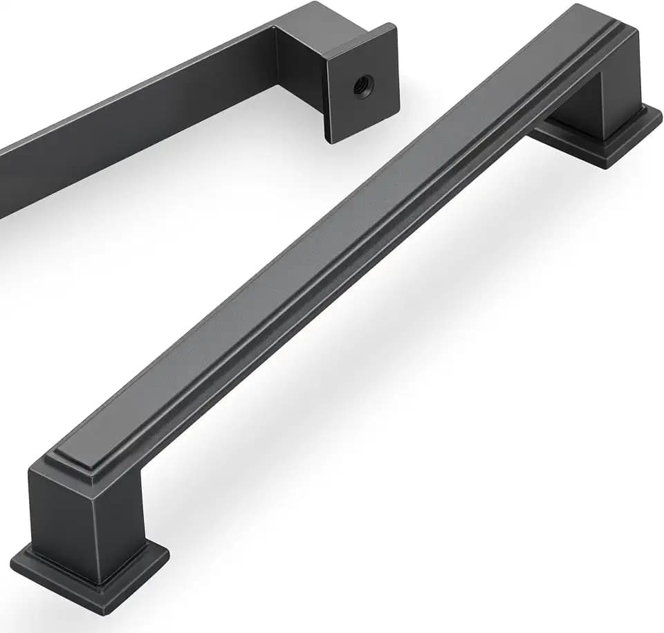 10 Pack 6.3 Inch(160mm) Hole Center Matte Dark Gunmetal Gray Modern Cabinet Pulls Kitchen Cabinet Handles Kitchen Cabinet Hardware Timeless Drawer Pulls for Dresser Cupboard Wardrobe, Gray(6.3x10)