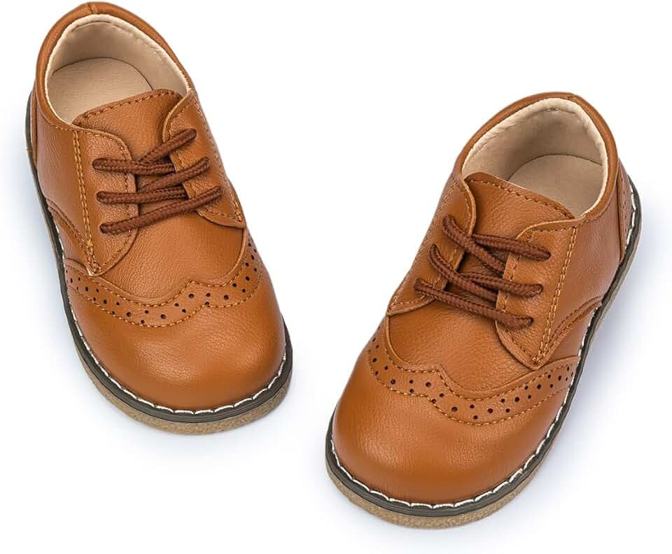 CENCIRILY Oxford-Schuhe für Kleinkinder, Jungen, Mädchen, Schnürschuhe, rutschfeste Textur, Sohle, Loafer, flach, klassisches Schuluniform-Schuh