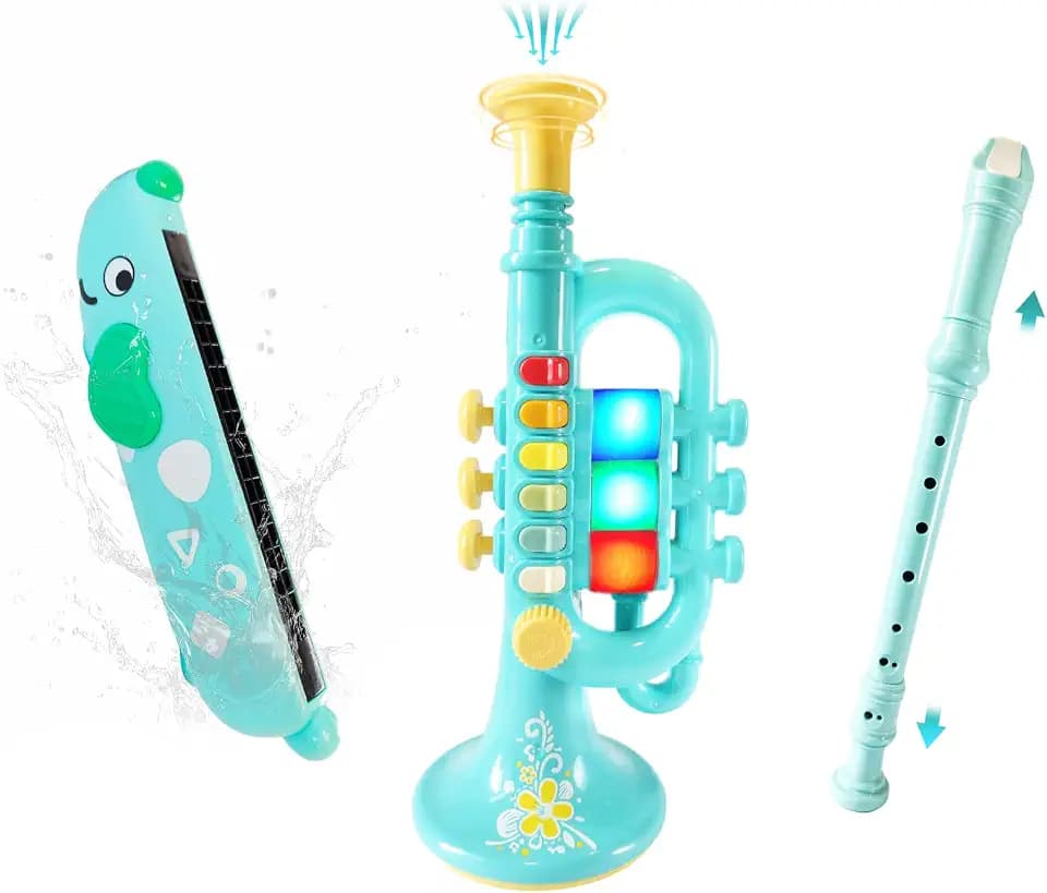 3-in-1 Kids Musical Instruments, Kids Trumpet, Harmonica & Recorder