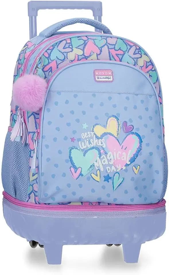 MOVOM Best Wishes Rucksack Compact abnehmbar 2 Rollen Flieder 32x45x21 cm Polyester 30,2L