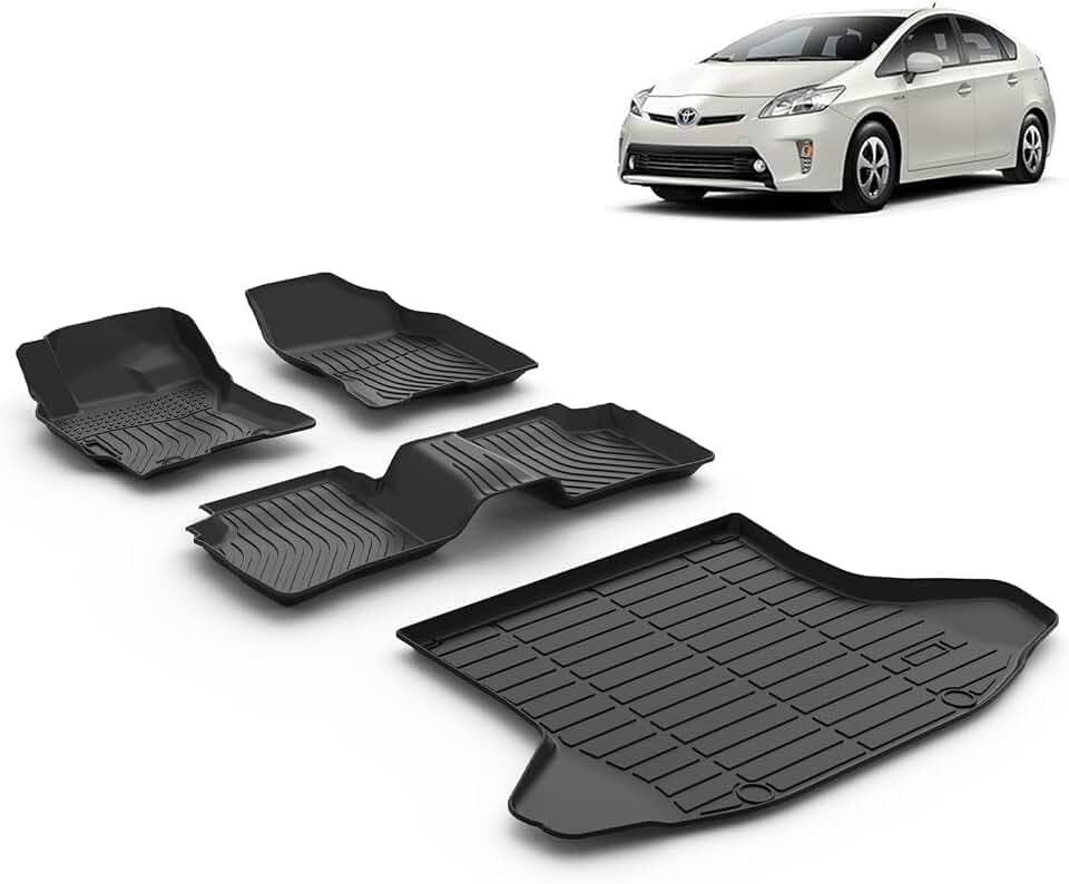 Floor Mats & Cargo Liner for 2004 2005 2006 2007 2008 2009 Toyota Prius All Weather Car Mats Trunk Mat Toyota Prius Floor Mats Accessories Black