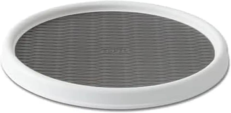 Copco Basics Non-Skid Pantry Cabinet Lazy Susan Turntable, 12-Inch, White/Gray, 1 Count (Pack of 1)