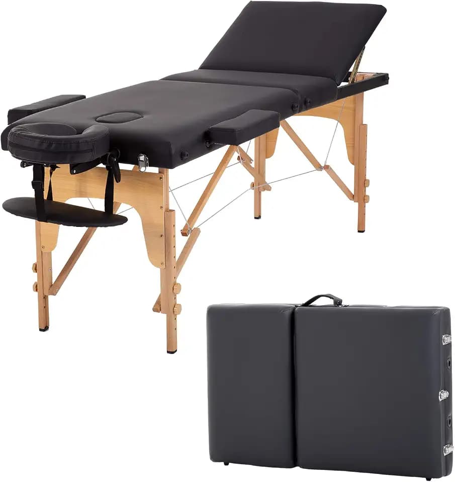 BestMassage | Portable Massage Table | 28" Wide, Black PU Leather