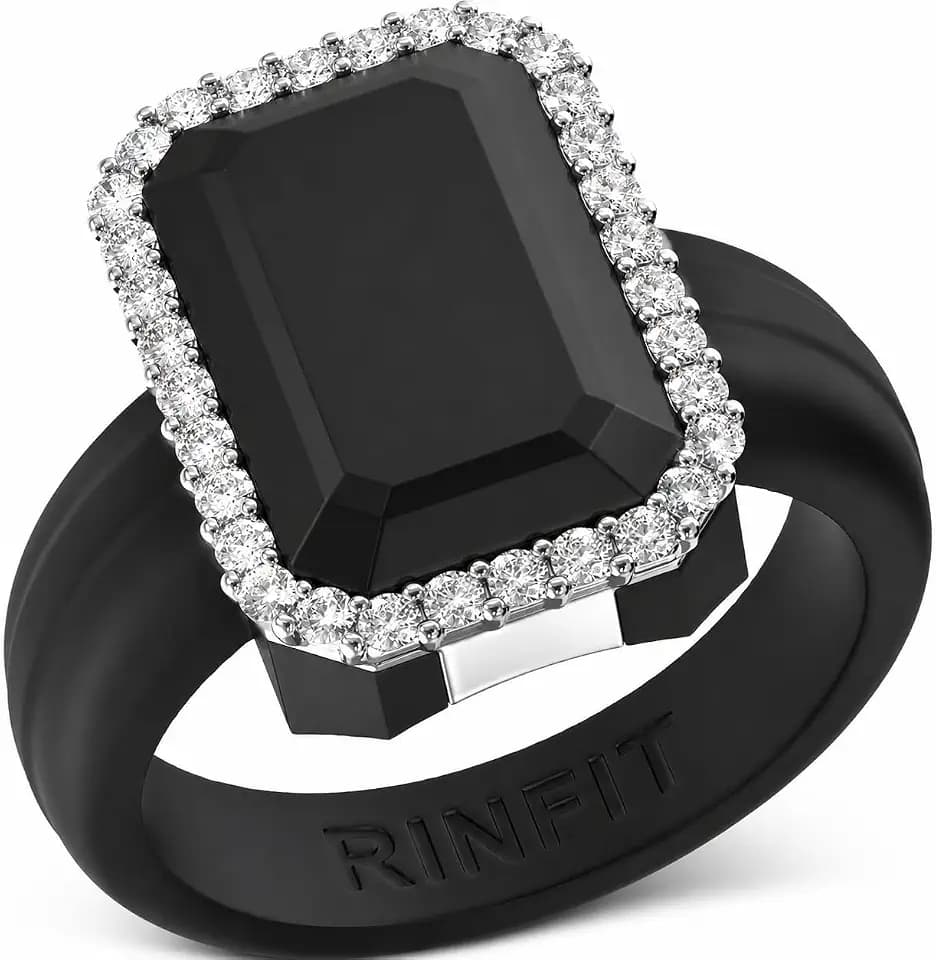 Rinfit Emerald Silicone Ring with CZ Stones for Women