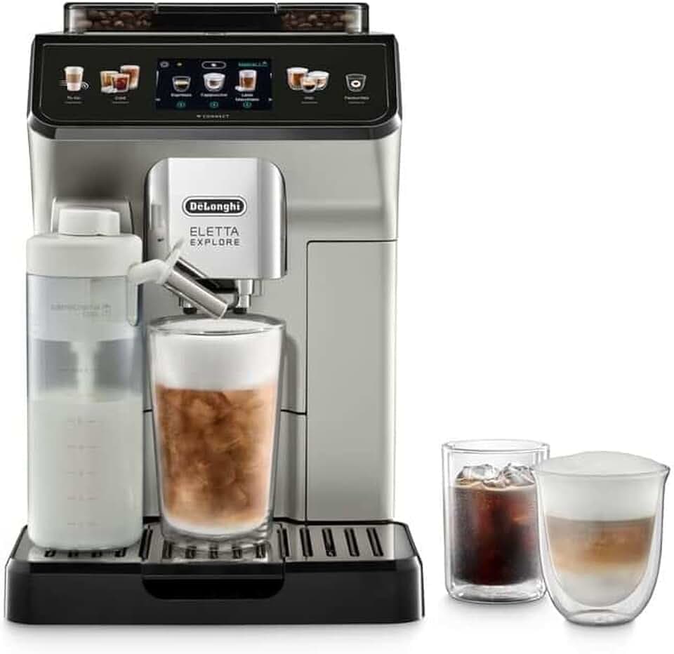 De'Longhi Eletta Explore Cold Brew ECAM450.65.S, Barista Kaffeemaschine mit LatteCrema Hot & Cold, Espressomaschine, Kaffeevollautomat, Kaltextraktion, Touchdisplay, Silber