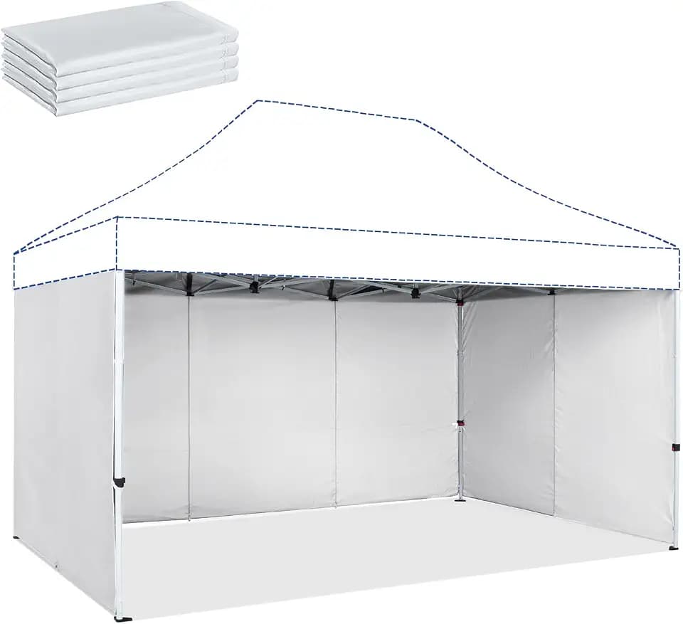CROWN SHADES 10x15 Canopy Sidewalls for Pop-Up Shelter, White (Only 4pcs)