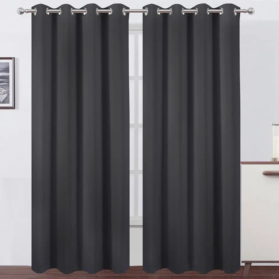 LEMOMO Blackout Curtains 52 x 84 inches Long Dark Grey Curtains Set of 2 Panels Thermal Insulated Room Darkening Curtains for Bedroom