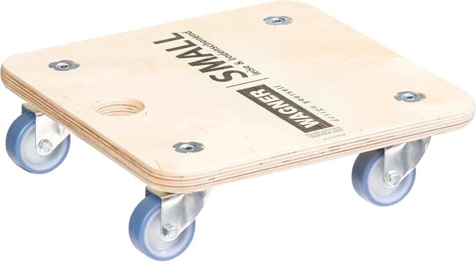 WAGNER Transportroller Transporthilfe 1353 I Möbelroller aus Schichtholz I 29 x 29 x 8,5 cm, Tragkraft 250 kg I Möbelhund für Umzug I Rollbrett für Möbel I Softrollen & Aufhängeloch I FSC®I Made in DE