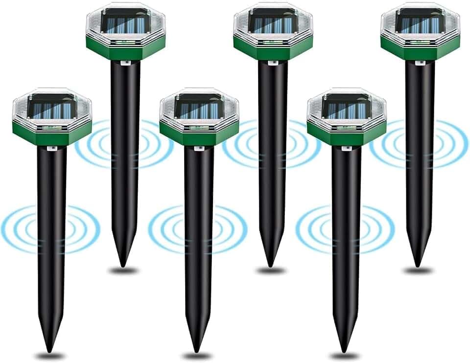 Solar Maulwurfabwehr 6 stück, IP65 wasserdichter Maulwurf Vertreiber für den Außenbereich zur Abwehr von Maulwürfen und Erdhörnchen in Rasenflächen
