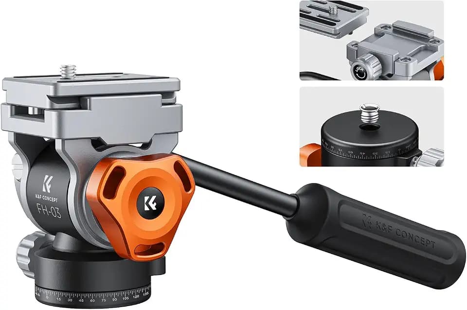 K&F CONCEPT Fluidkopf Stativkopf, Videokopf mit Arca-Swiss Platte