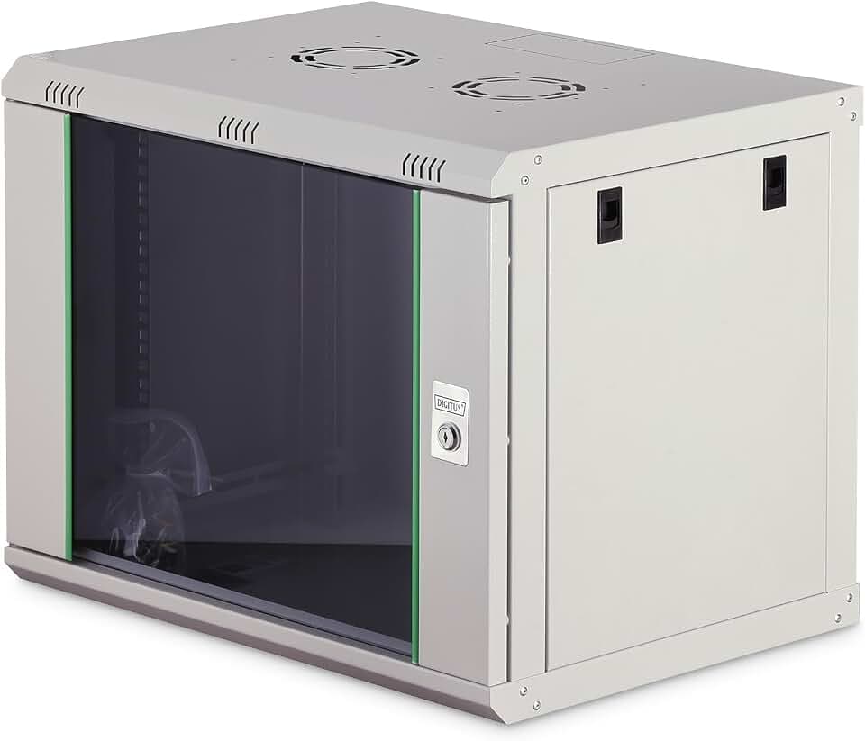 DIGITUS Netzwerk-Schrank 19 zoll 9 HE - Wandmontage - 450 mm Tiefe - Traglast 60 kg - Dynamic Basic - Glastür - Grau