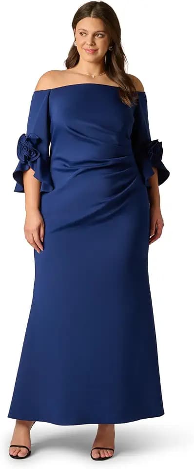 Adrianna Papell Rosette Scuba Crepe Gown