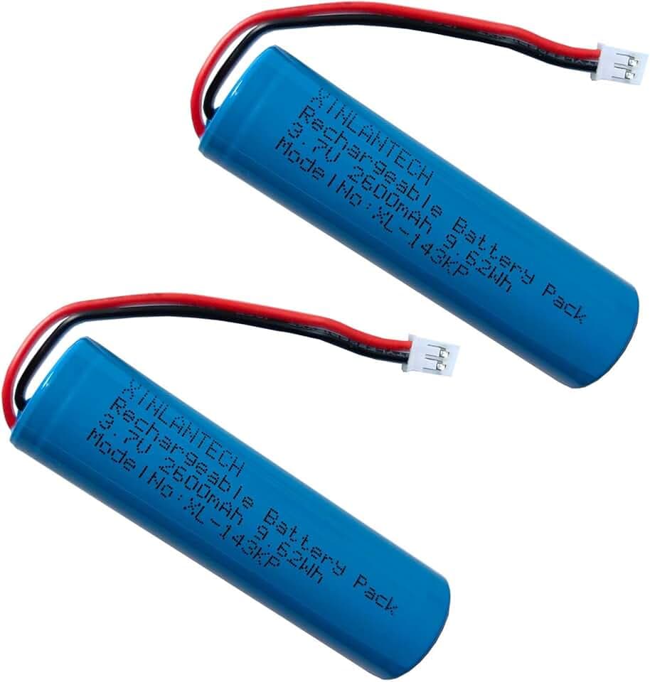 2600mAh 3.7v 18650 1s1p Rechargeable Lithium-ion Battery with Jst PH2.0/2p Connector Plug Wires for DIY Electronics Products, Toys, Lighting, Bluetooth Equipment - 2Pack