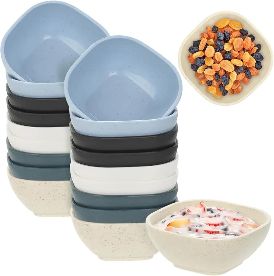 20 Pack Small Bowls, 4.5 OZ Wheat Straw Soy Sauce Dishes, Unbreakable Dessert Bowls,Dipping Sauce Cups, Mini Prep Bowls,Snacks, Sauce Ketchup, BBQ (Cool tone)