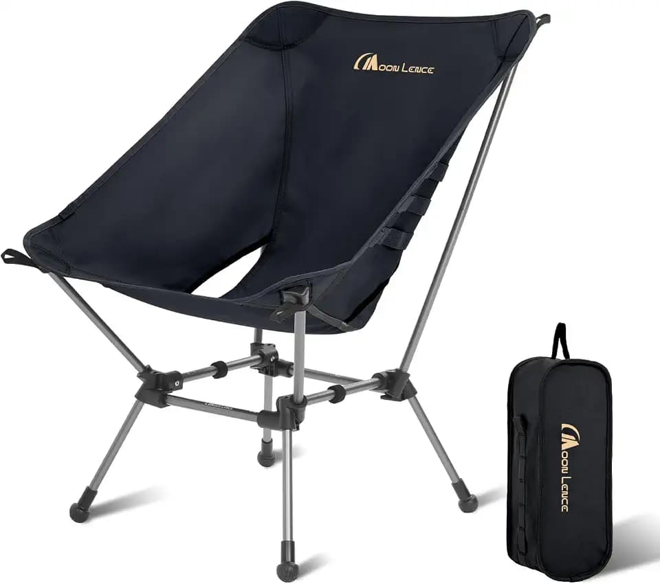 MOON LENCE Portable Camping Chair Plus, Larger & Roomier, Compact and Lightweight, Folding Chair for Backpacking Hiking Beach, Ultralight Camp Chair 330Lbs Capacity