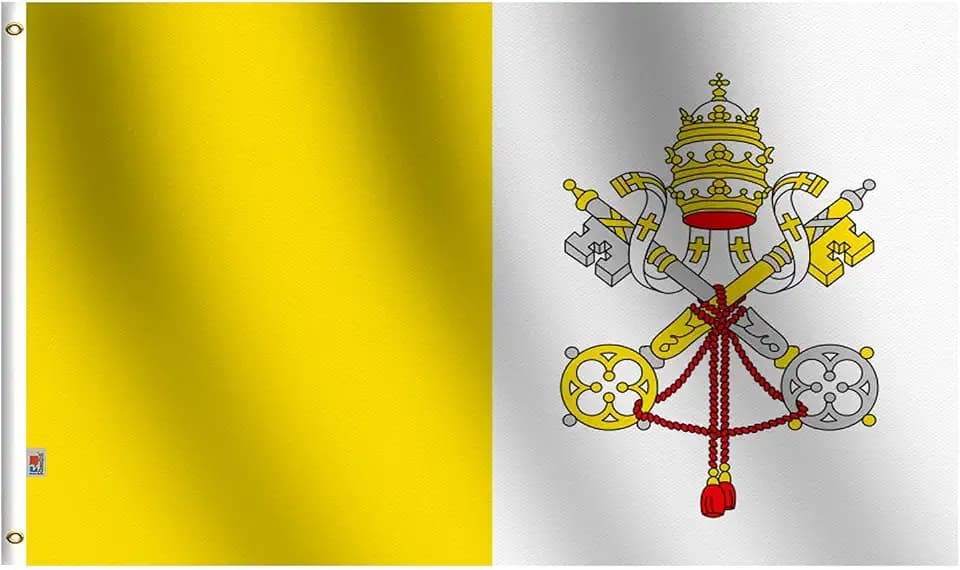Vatican Flag 3x5 Ft Large, Moderate-Outdoor Both Sides 100D Polyester,Canvas Header and Double Stitched - Brass Grommets for Easy Display, 3' x 5' State of Vatican City Flags