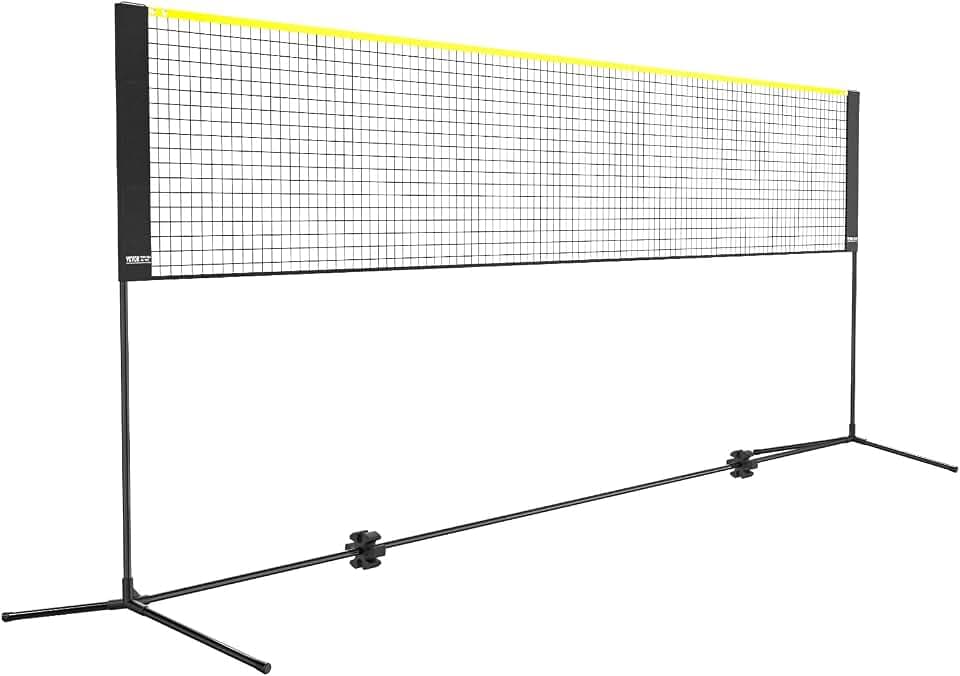 VEVOR Badmintonnetz, höhenverstellbares Volleyballnetz, 420 x 155 x 103 cm Faltbares Pickleballnetz, Tragbares Tennisnetz-Set mit Stangen, Ständer und Tragetasche, im Garten, Drinnen & Draußen