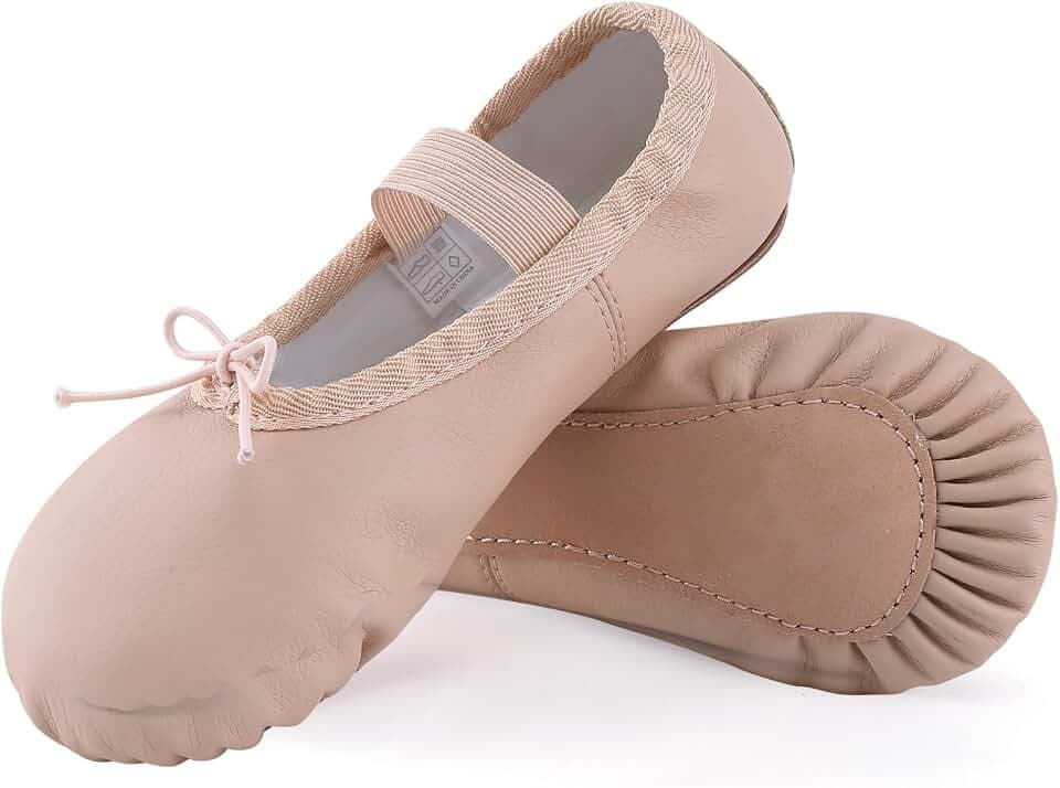 Ballettschuhe Ballettschläppchen Mädchen Tanzschuhe Damen Gymnastikschuh mit Ganze Ledersohle für Kinder Erwachsene Gr.22-44