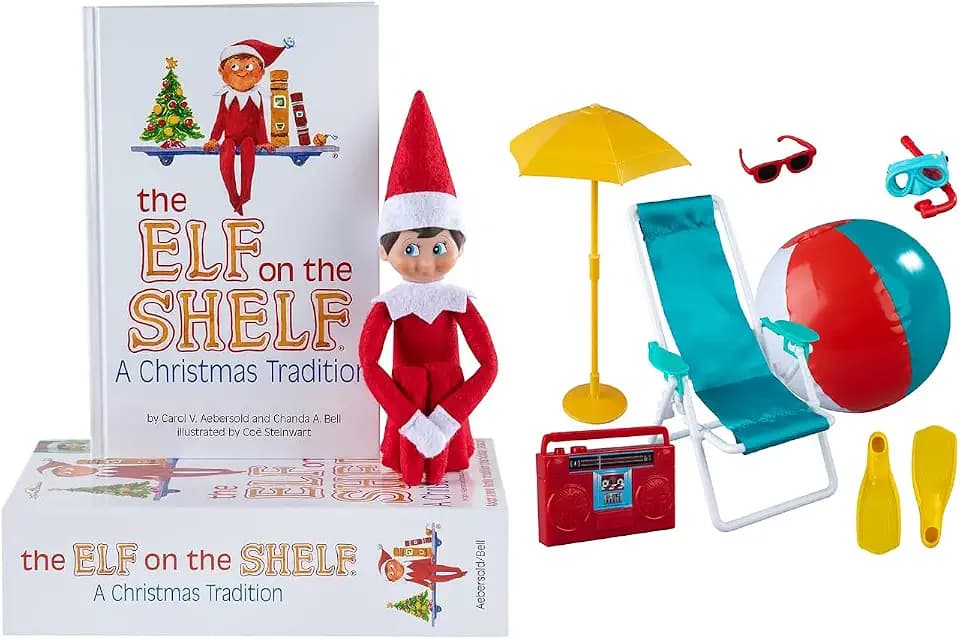 The Elf on the Shelf® Blue Eyed Boy with Polar Props™  Beach Vacation Set