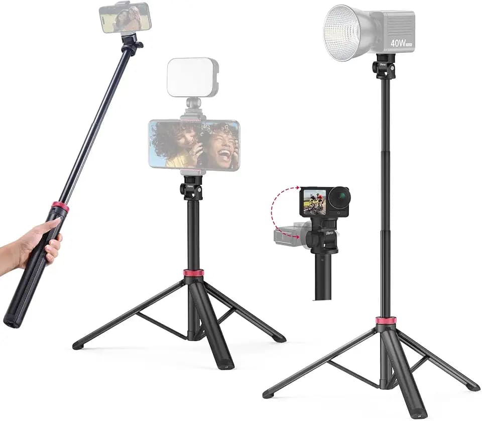 VIJIM MT-79 Extendable Photography Light Stand, 81" Portable Adjustable Light Tripod with 1/4" Screw, 360° Ball Head Camera Phone Tripod for Continute Output Lighting, Webcams, Cameras,for Pocket3