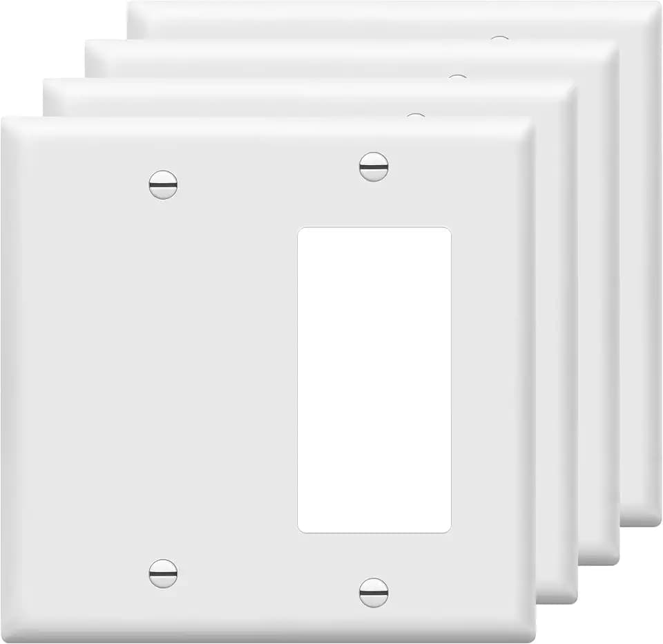ENERLITES 2-Gang Blank and Decorator/GFCI Combination Wall Plate, White