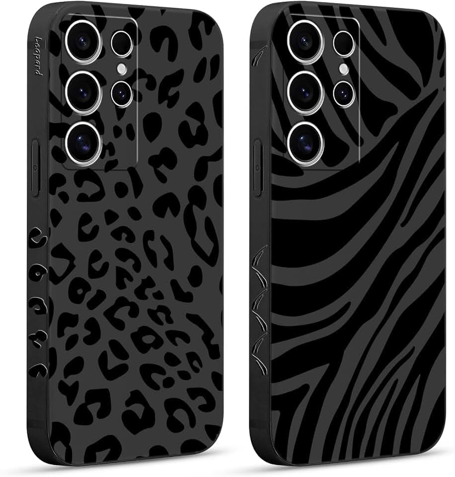 Pnakqil 2 Stück Handyhülle für Samsung Galaxy S25 Ultra 5G 6,8" Hülle, Wildes Zebra Leopard Bemaltes Muster Case Silikon Weiche für Mädchen Modische TPU Dünn Stoßfeste Kameratasche Tasche Schutzhülle