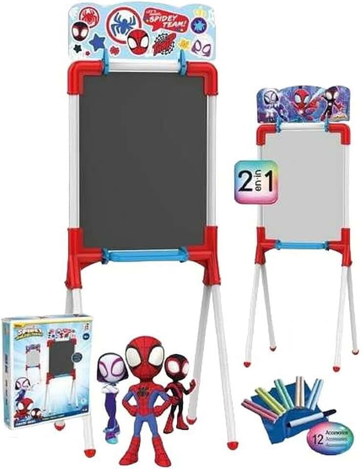 Chicos - Spidey 2-in-1 Kindertafel | inklusive Marker, Kreiden, Radiergummi | Material von hoher Festigkeit und Haltbarkeit, ab 3 Jahren (53033)
