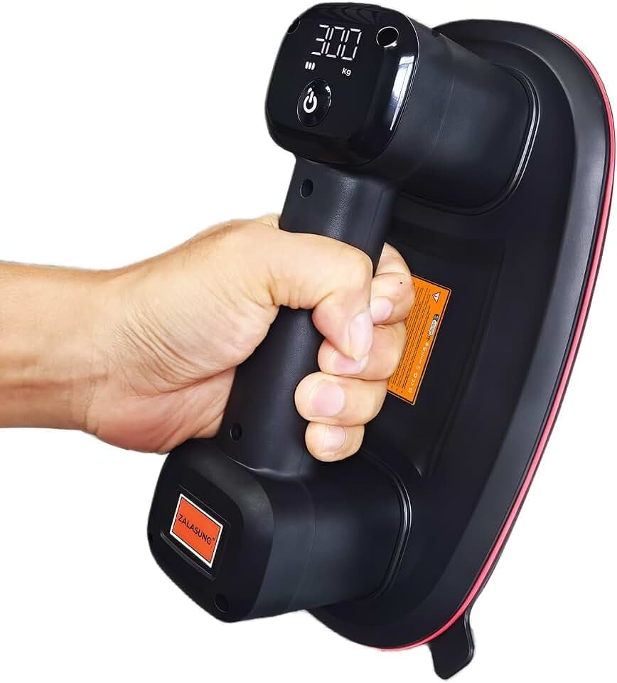 Saugheber Fiesen, Akku Saugheber mit 2 Motoren 4000 mAh, Glassauger 26 cm Durchmesser 300 kg Saugkraft mit LCD-Anzeige für Fliesen Glas Marmor