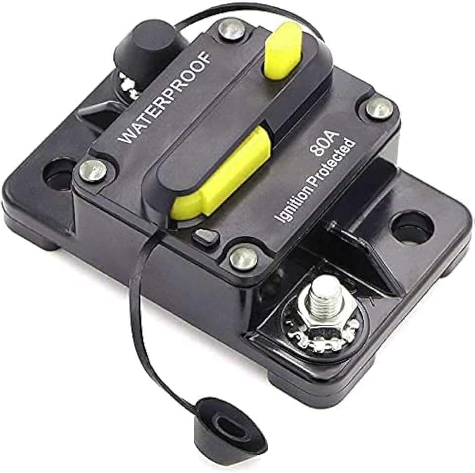 Auto Leistungsschutzschalter 30-300A,DC 12-48V Wasserdicht Kfz Sicherung,Schutzschalter mit Manuellem Reset,Sicherungshalter Inverter für Motor,Auto Marine Stereo Audio(80A)