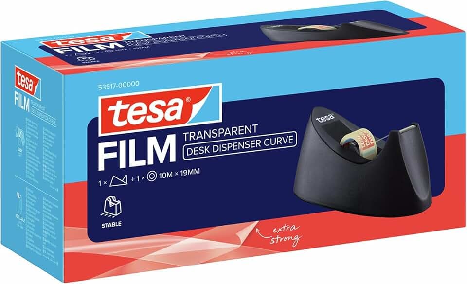 tesa Tischabroller Easy Cut Curve mit 1 Rolle tesafilm transparent
