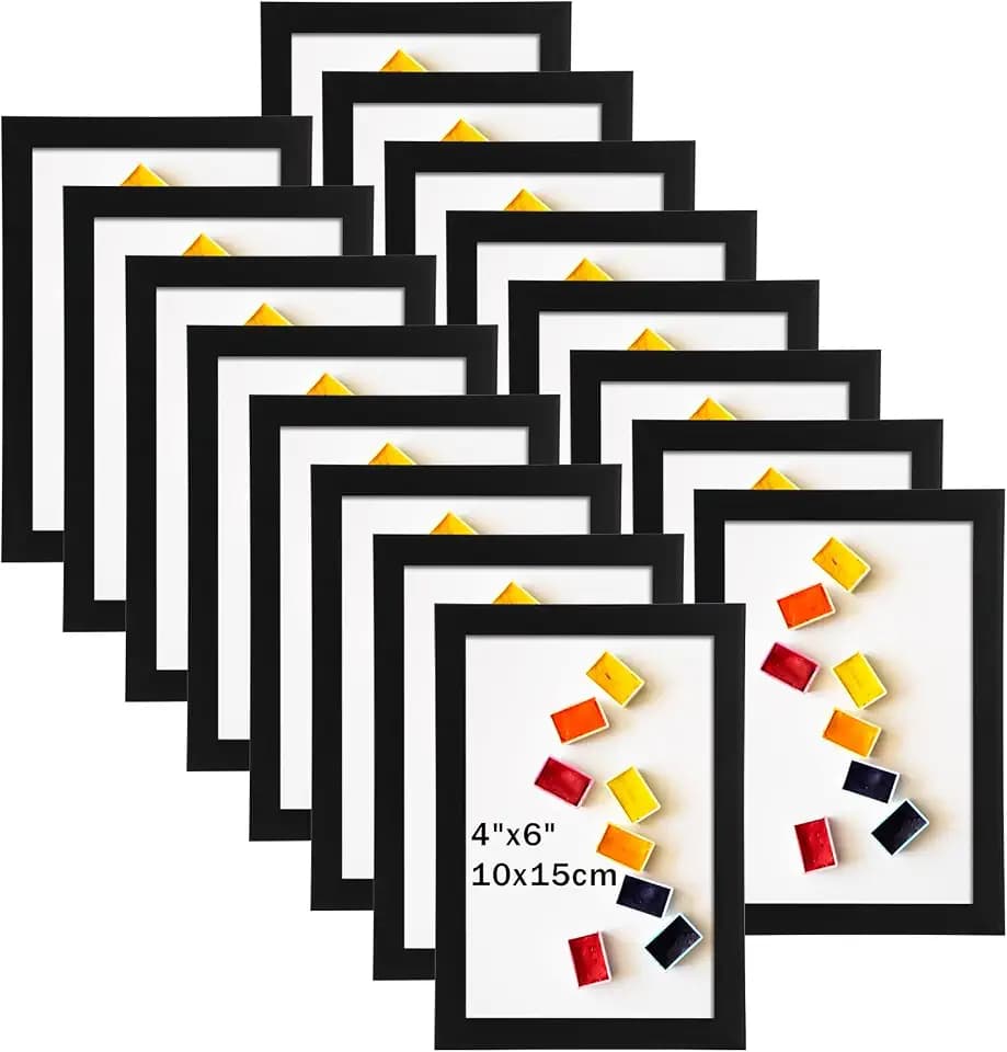 16 Stück Bilderrahmen 10x15 Schwarz, Fotorahmen für 15x10 cm Fotos und Bilder, Wand- und Tischaufstellung, Modern Rahmen für Wohn-, Schlaf- und Büroräume